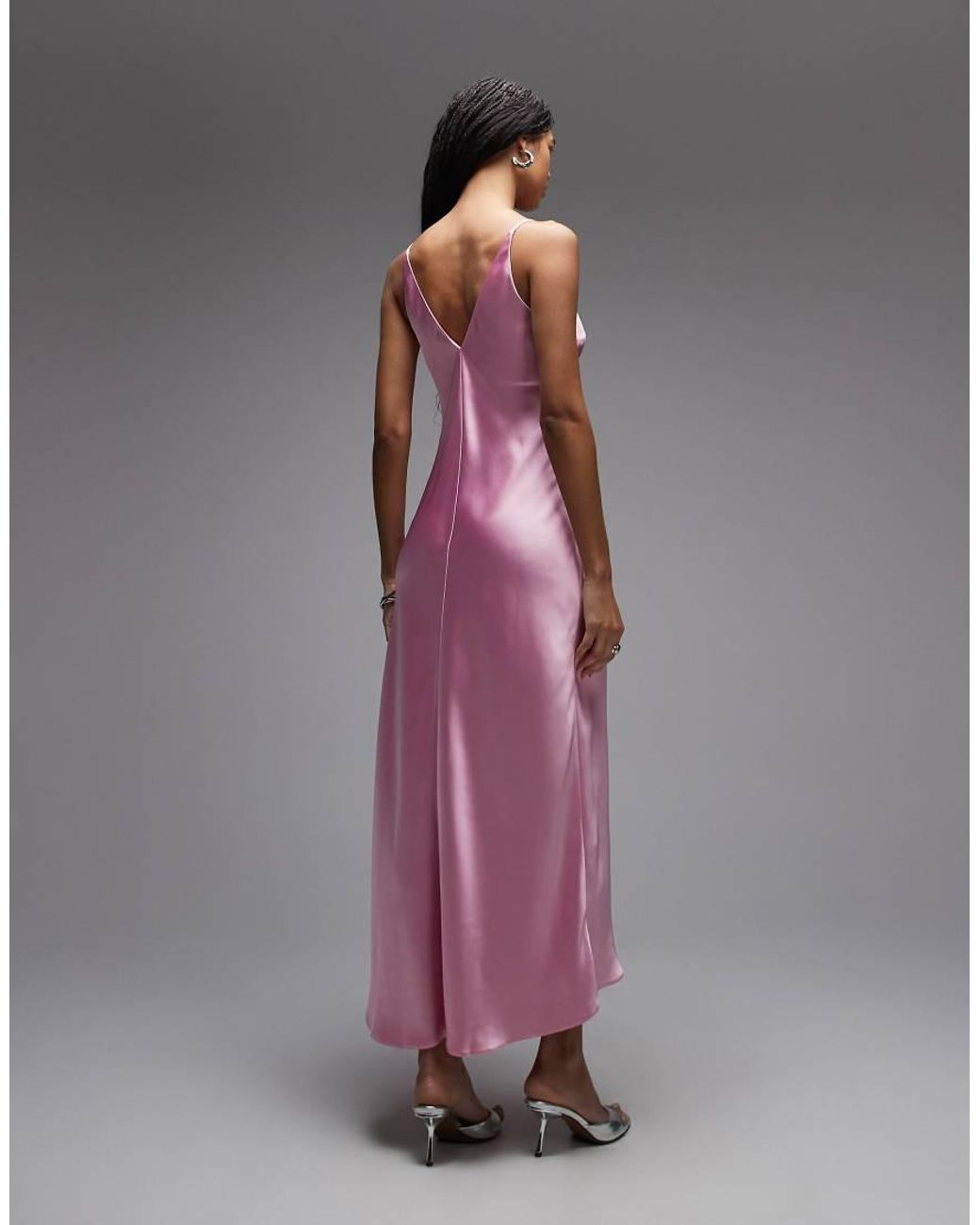 ASOS Purple High Apex Satin Midi Dress