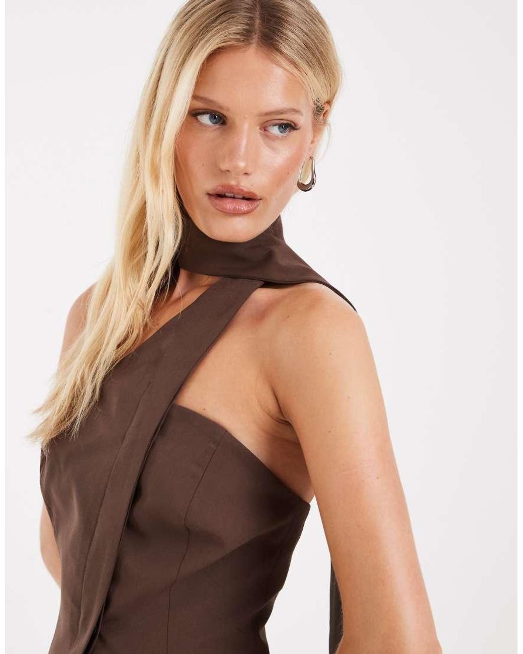 ASOS Brown Bandeau Vest With Wrap Neck Scarf Detail
