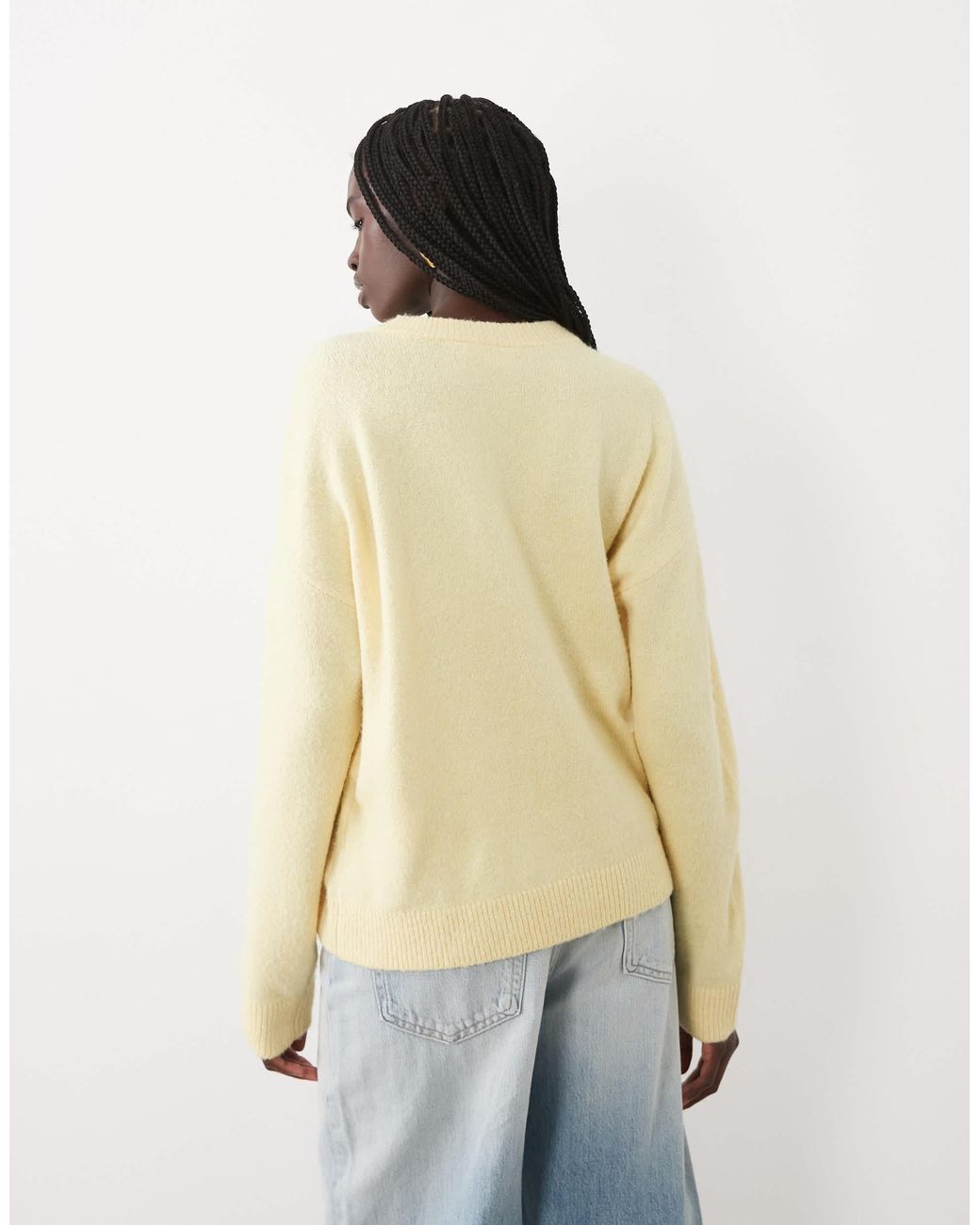 Vila Yellow Strickpullover mit rundhalsausschnitt