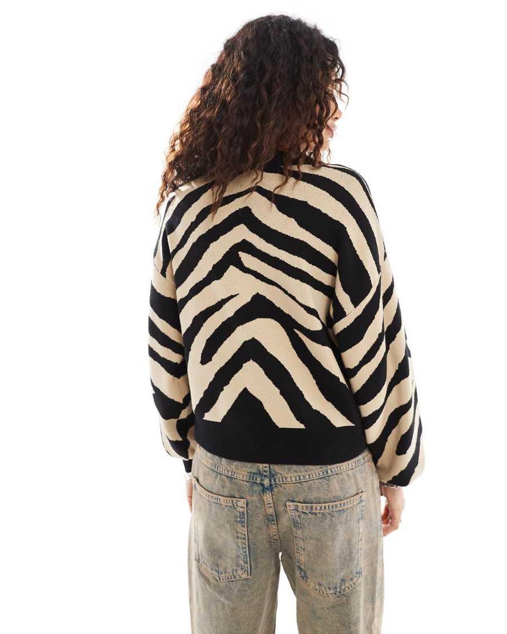 Noisy May Black Knitted Jumper & Zebra