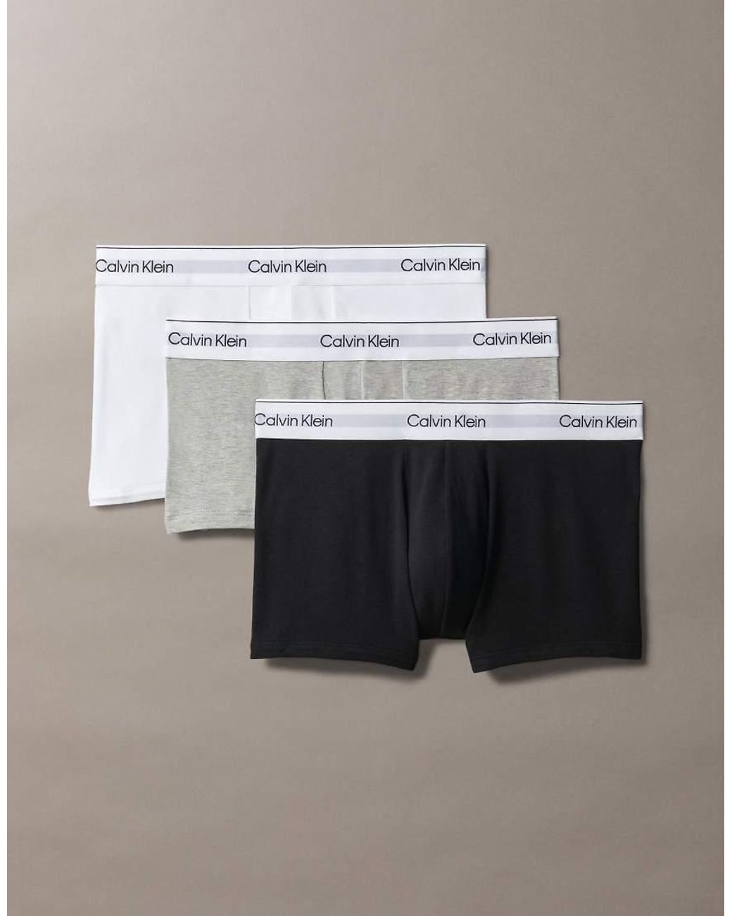Calvin Klein White Icon Cotton Stretch 3 Pack Low Rise Trunk for men