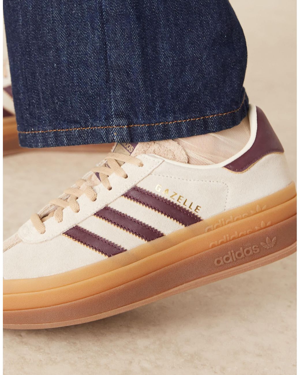 adidas gazelle silver green womens Adidas Gazelle Bold In Burgundy For Women
