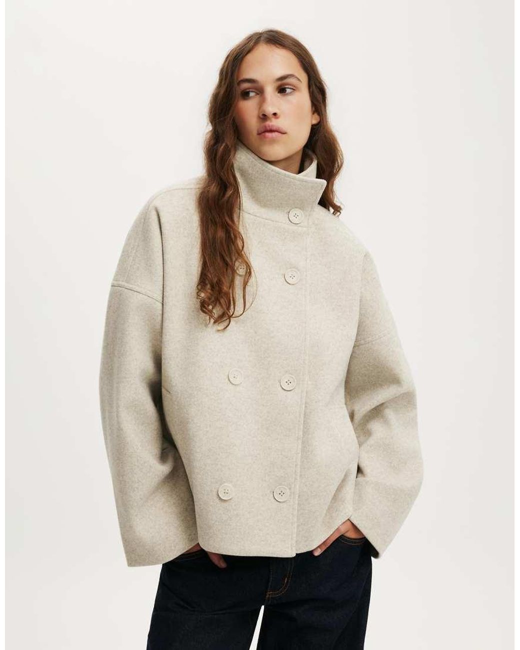 Cotton On Natural Funnel Neck Coat