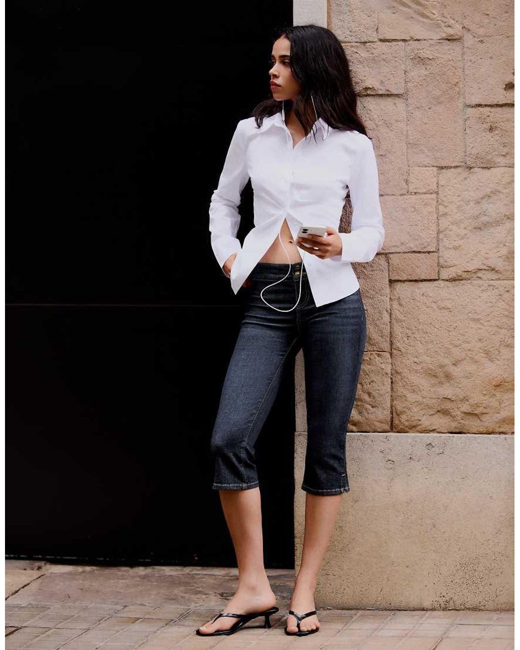 Bershka Black Fitted Long-sleeved Shirt