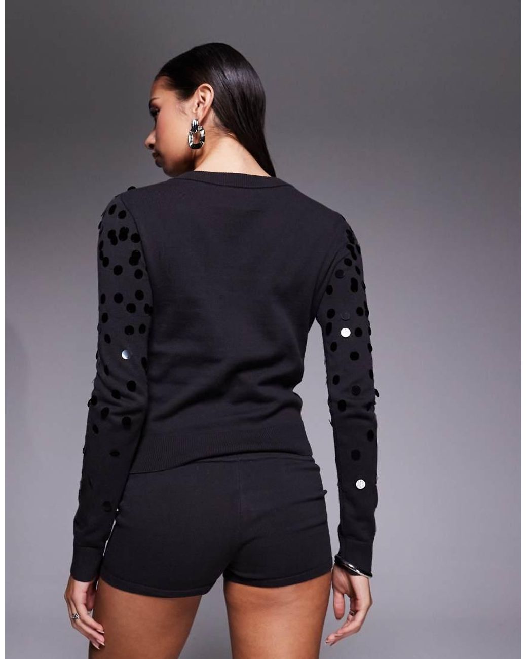 Edikted Gray Co-ord Cierra Sequin Knit Cardigan