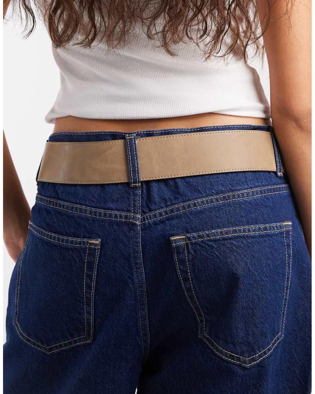 ASOS Brown Low Waist Belt With Double Square Prong