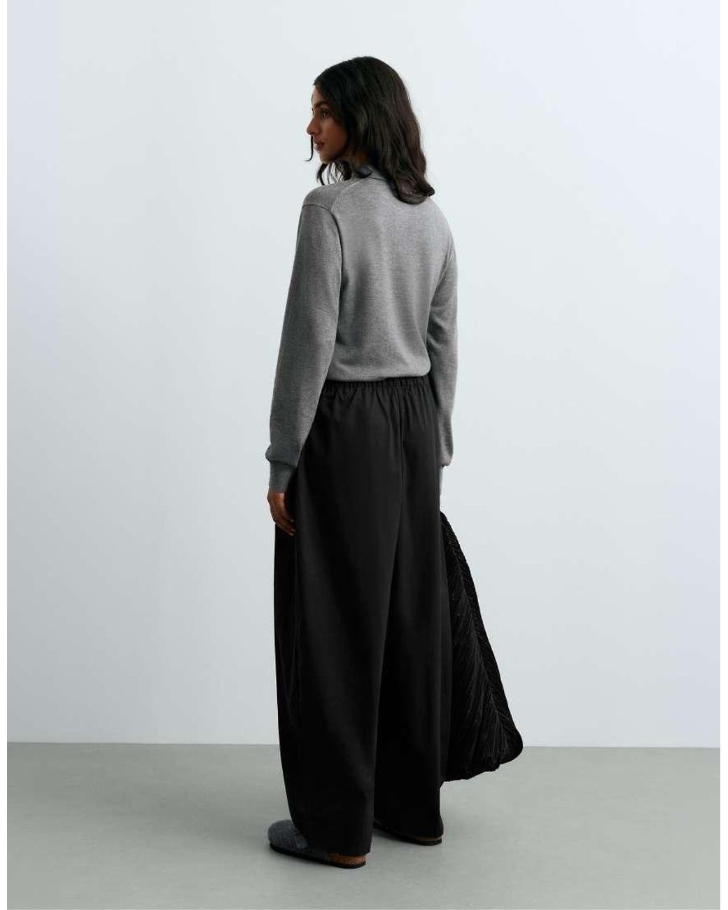 Oysho Black 100% Cotton Tapered Trousers