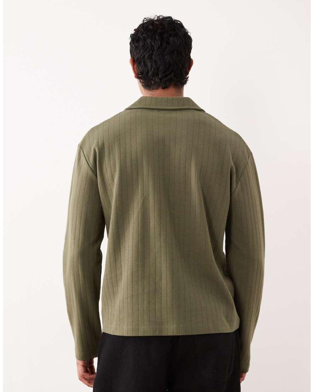 ASOS Green Relaxed Long Sleeve Polo for men