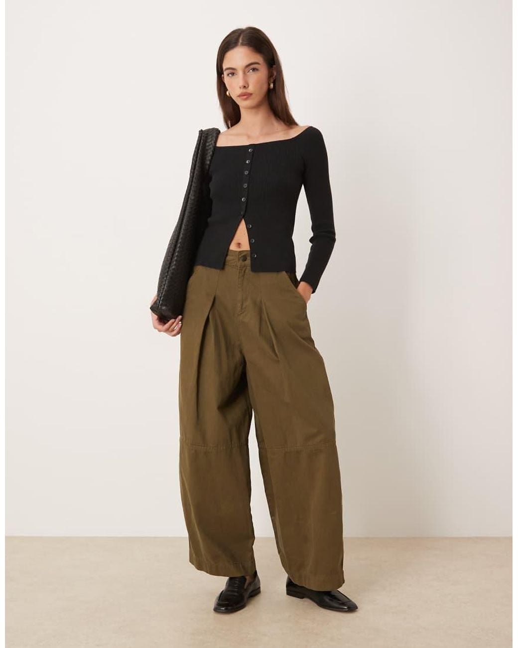 Abercrombie & Fitch Black Button Through Off Shoulder Top
