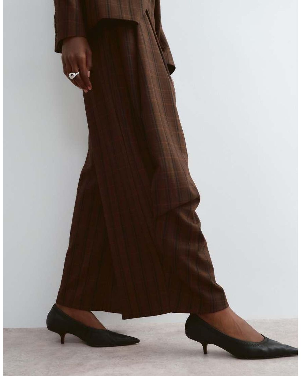 ARRANGE Brown Tailored Barrel Leg Pants