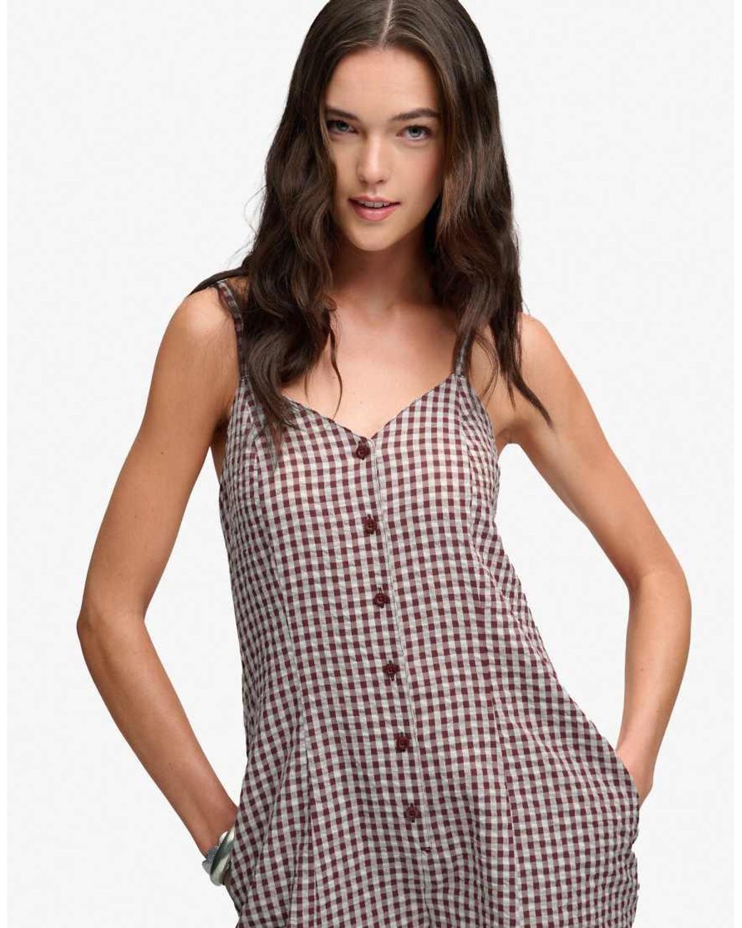 Superdry Red Gingham Cami Playsuit