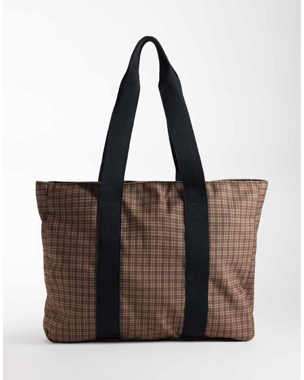 Umbro Brown Checked Canvas Tote Bag for men