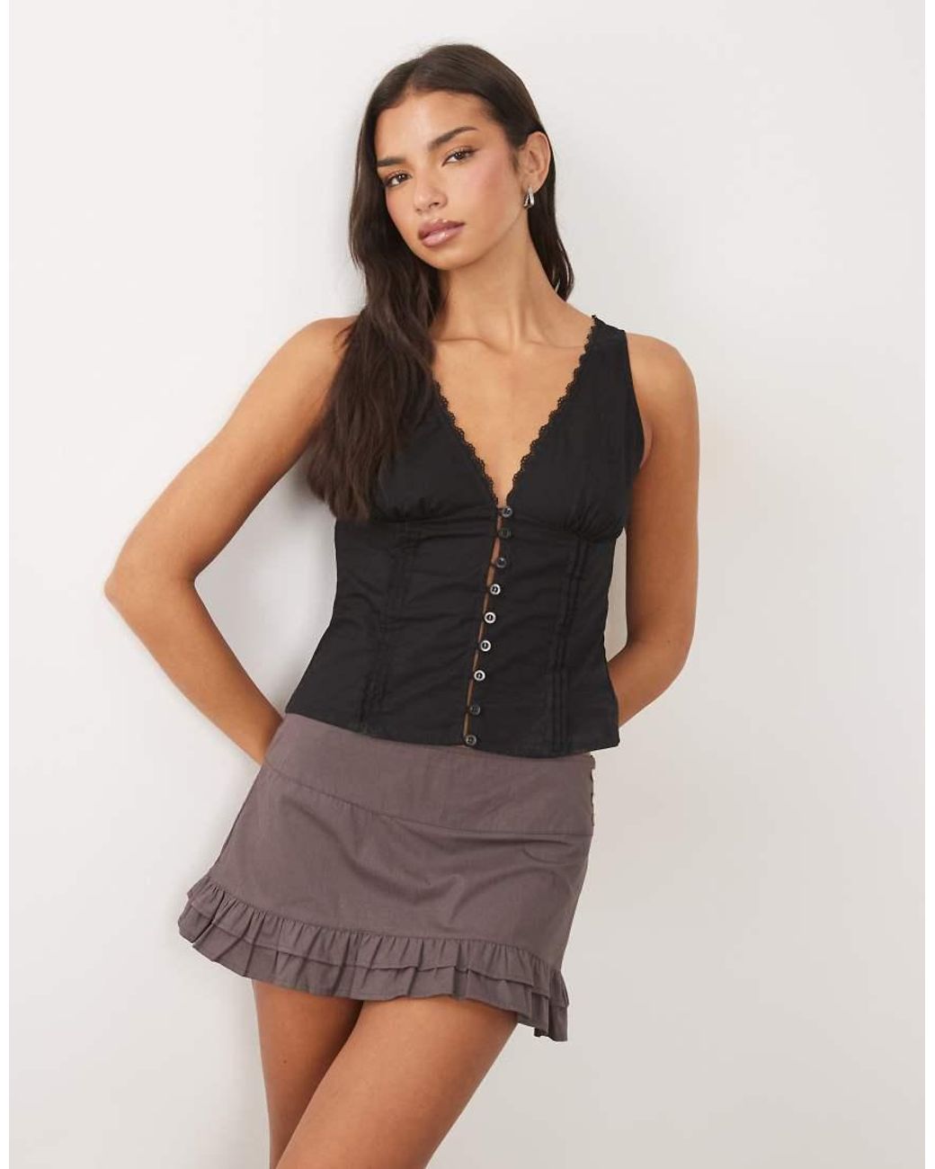 Motel Natural Kael Poplin Mini Skirt