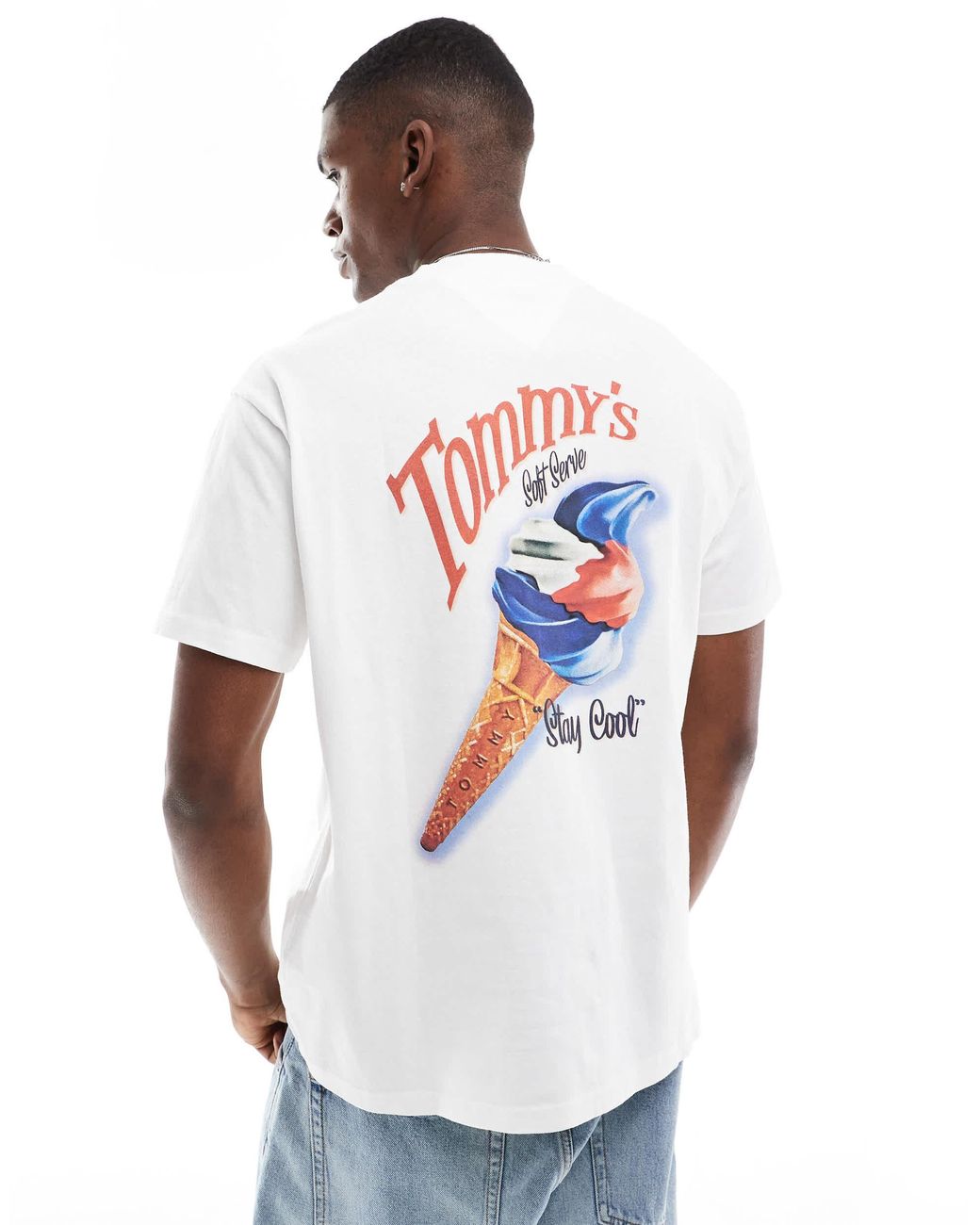 【 JEANS】 icecream back print graphic t-shirt in white Tommy Jeans ice cream back print graphic t-shirt in white | ASOS