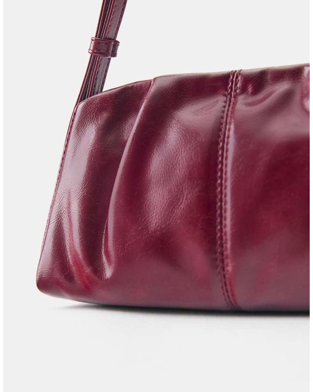 Pull&Bear Purple Pleated Shoulder Bag