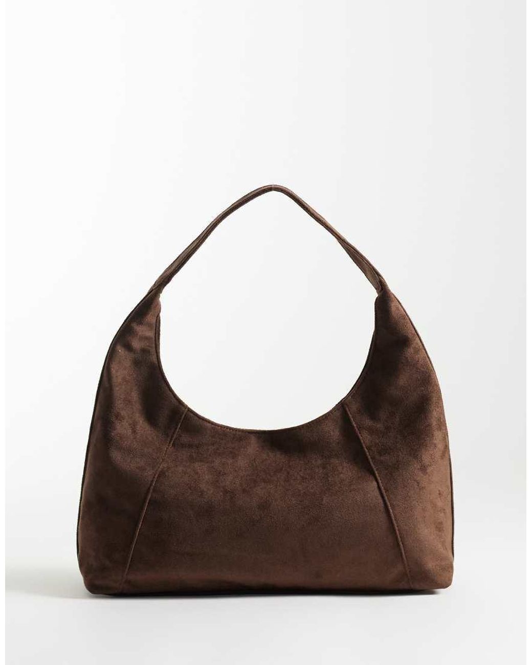 Pieces Brown Faux Suede Slouchy Bag
