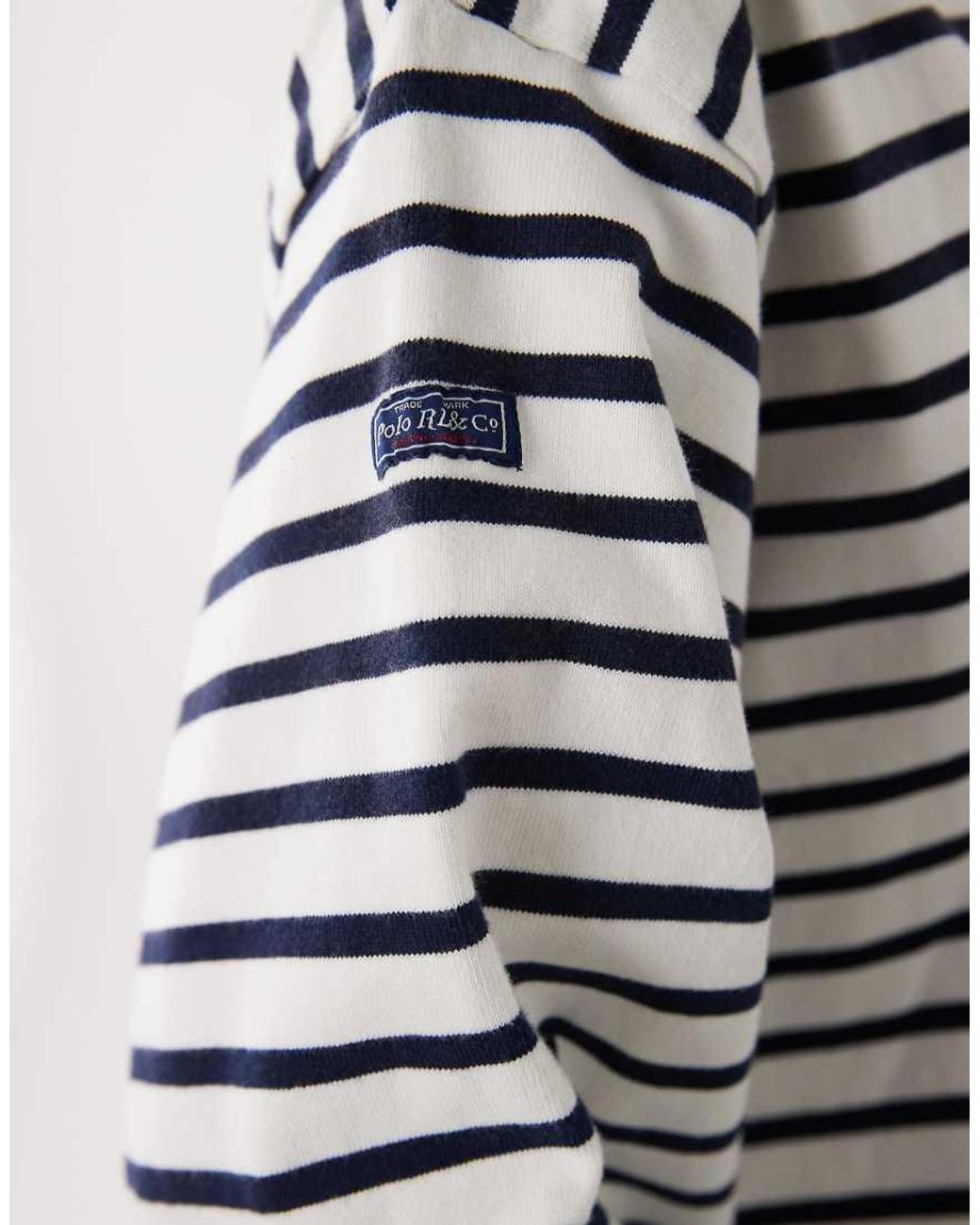 Polo Ralph Lauren White Cropped Mariniere Longsleeve Pullover
