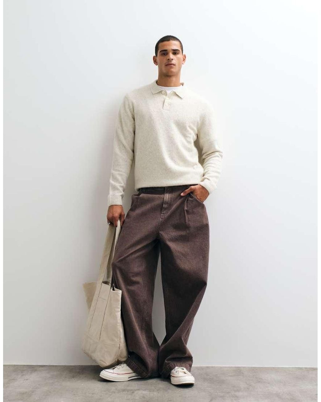 Jack & Jones Natural Knit Polo Top for men