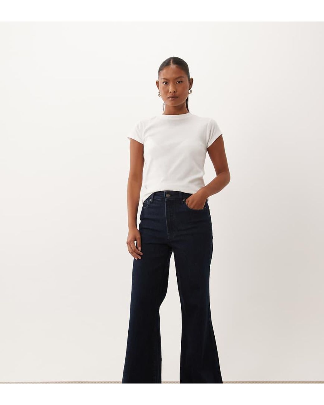 GOOD AMERICAN Blue Petite Palazzo High Waist Flared Jeans