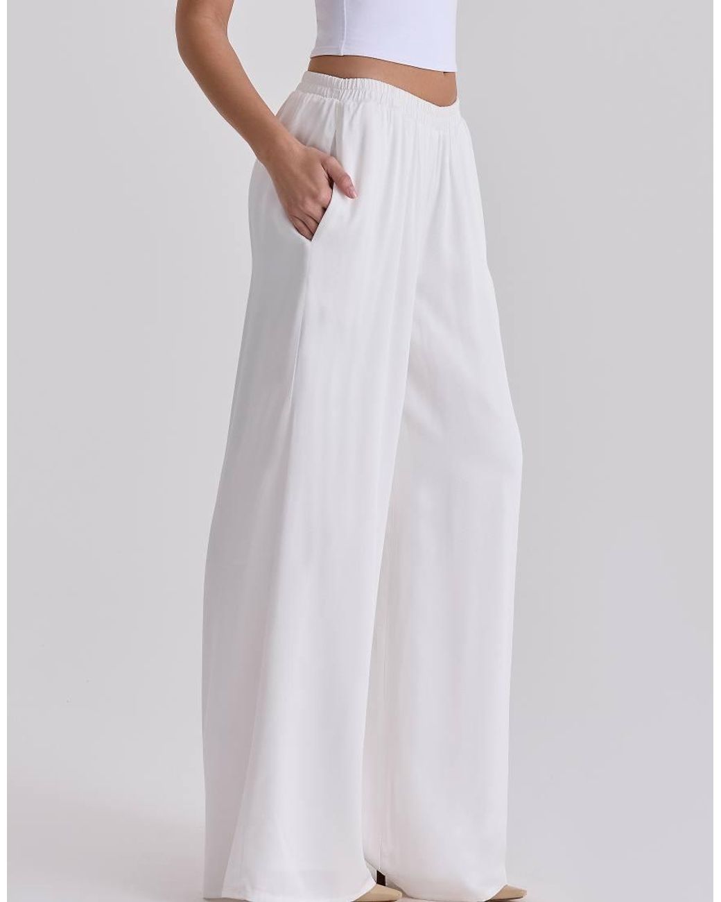House Of Cb White Alexa Ivory Wide Leg Trousers