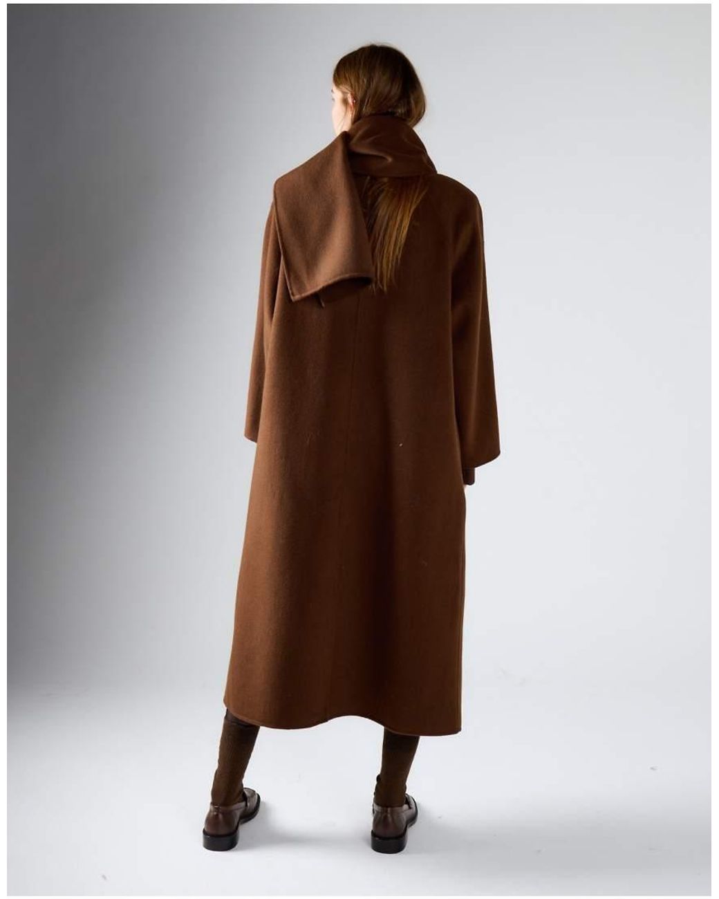 Glamorous Brown Wrap Front Coat With Scarf