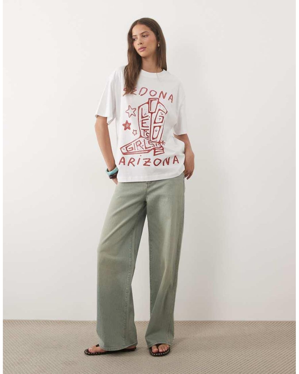ASOS White Oversized T-shirt With Arizona Cowboy Boot Graphic