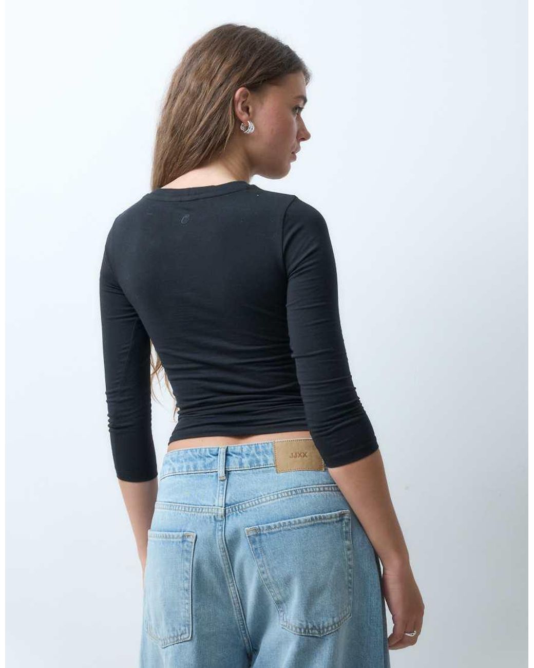 Collusion Blue 3/4 Length Sleeve Fitted Top