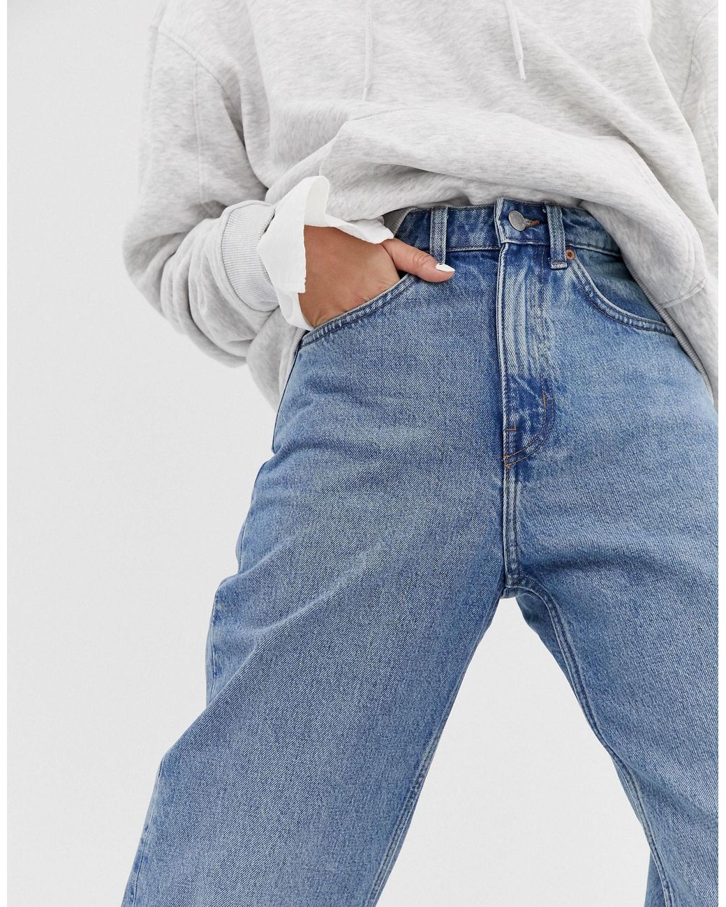 Lash Cotton Oversized Mom Jeans in Blue Lyst