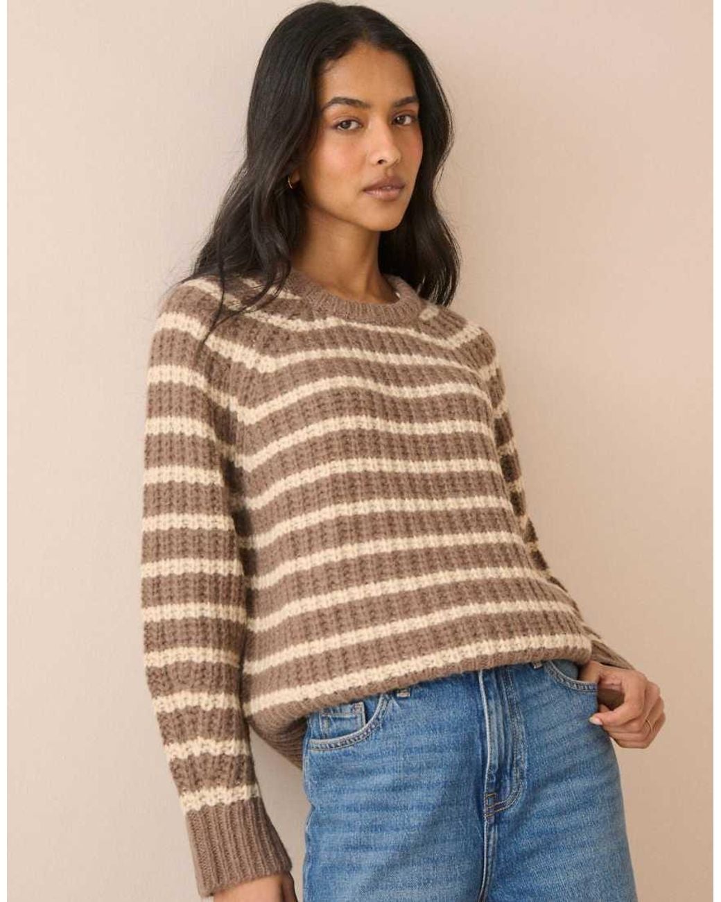 Nobody's Child Natural Striped Chunky Knit Jumper