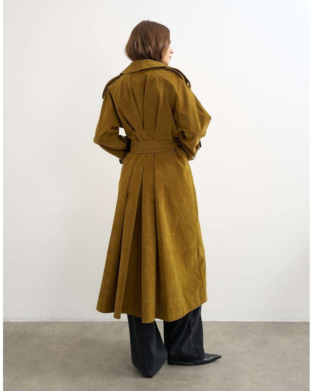 TOPSHOP Natural Faux Suede Trench