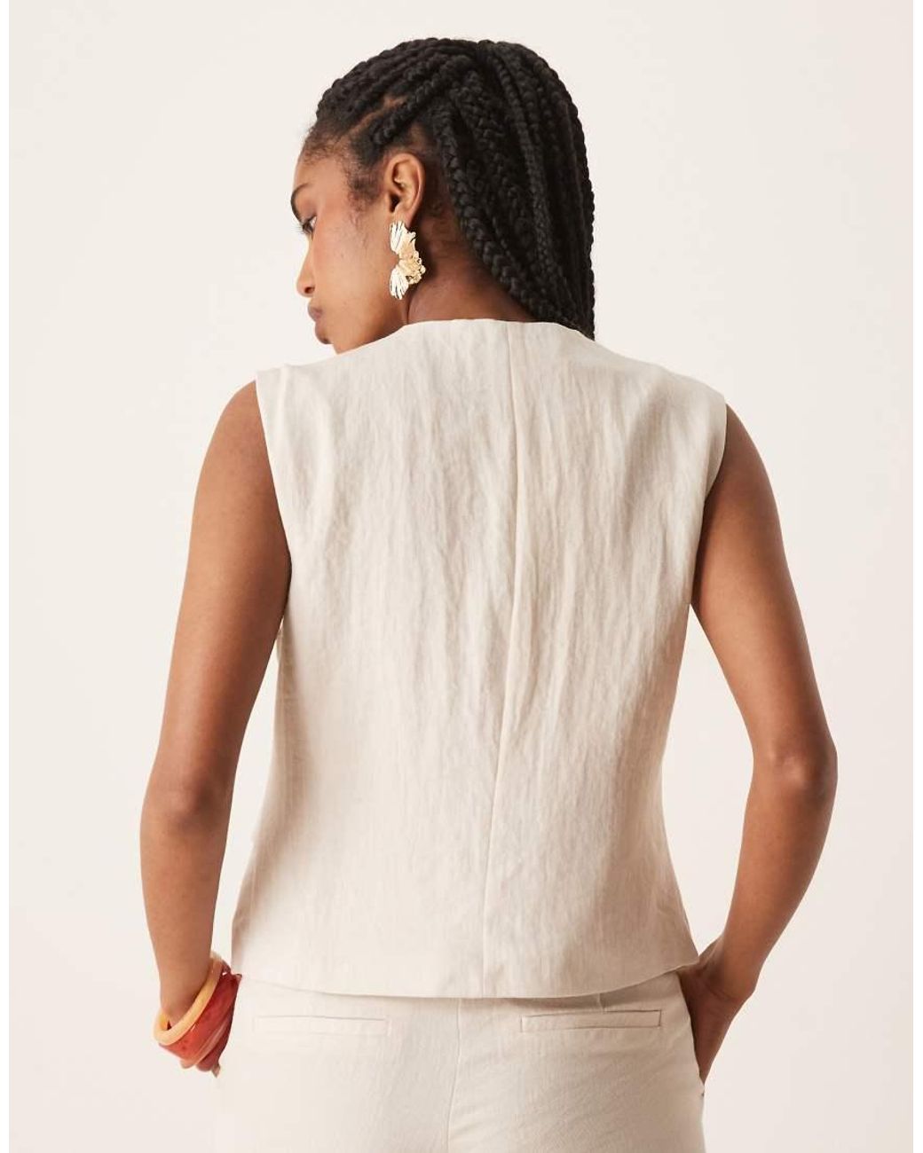 Vila Natural Tailored Asymmetrical Placket Detail Waistcoat Co-ord