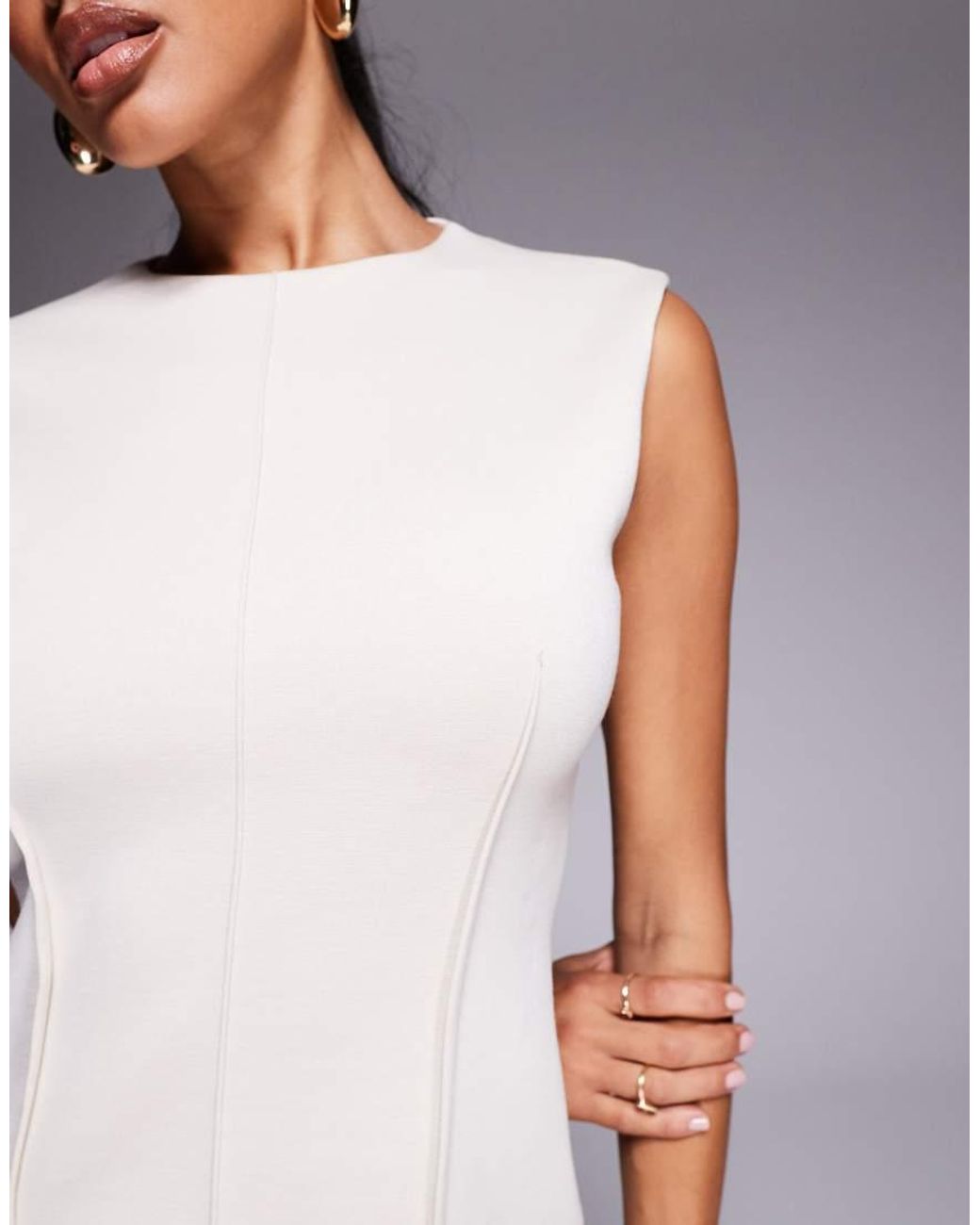 ASOS White Co-ord Soft Seamed Peplum Top