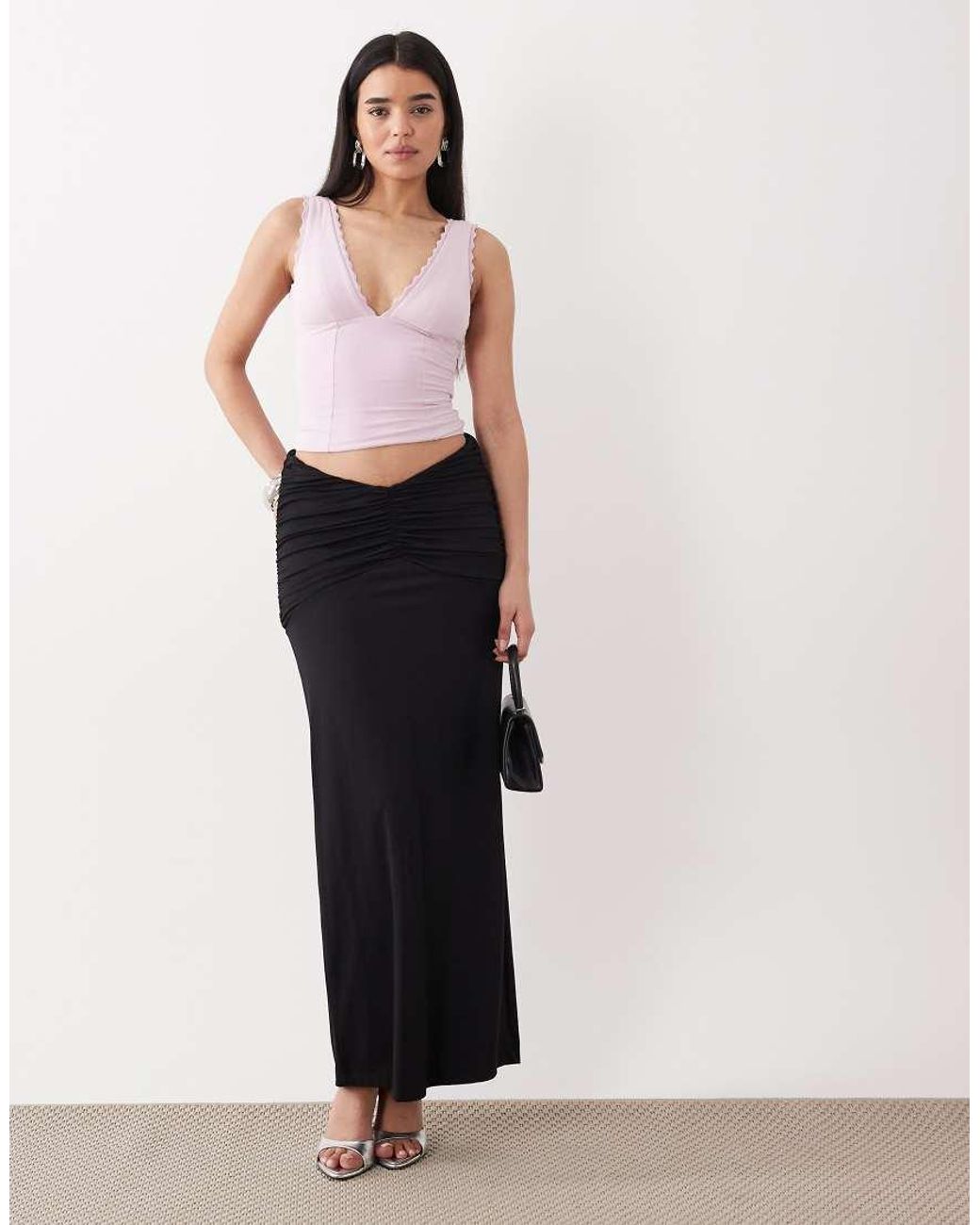 Oh Polly Pink Modal Plunge Neck Jersey Corset Top
