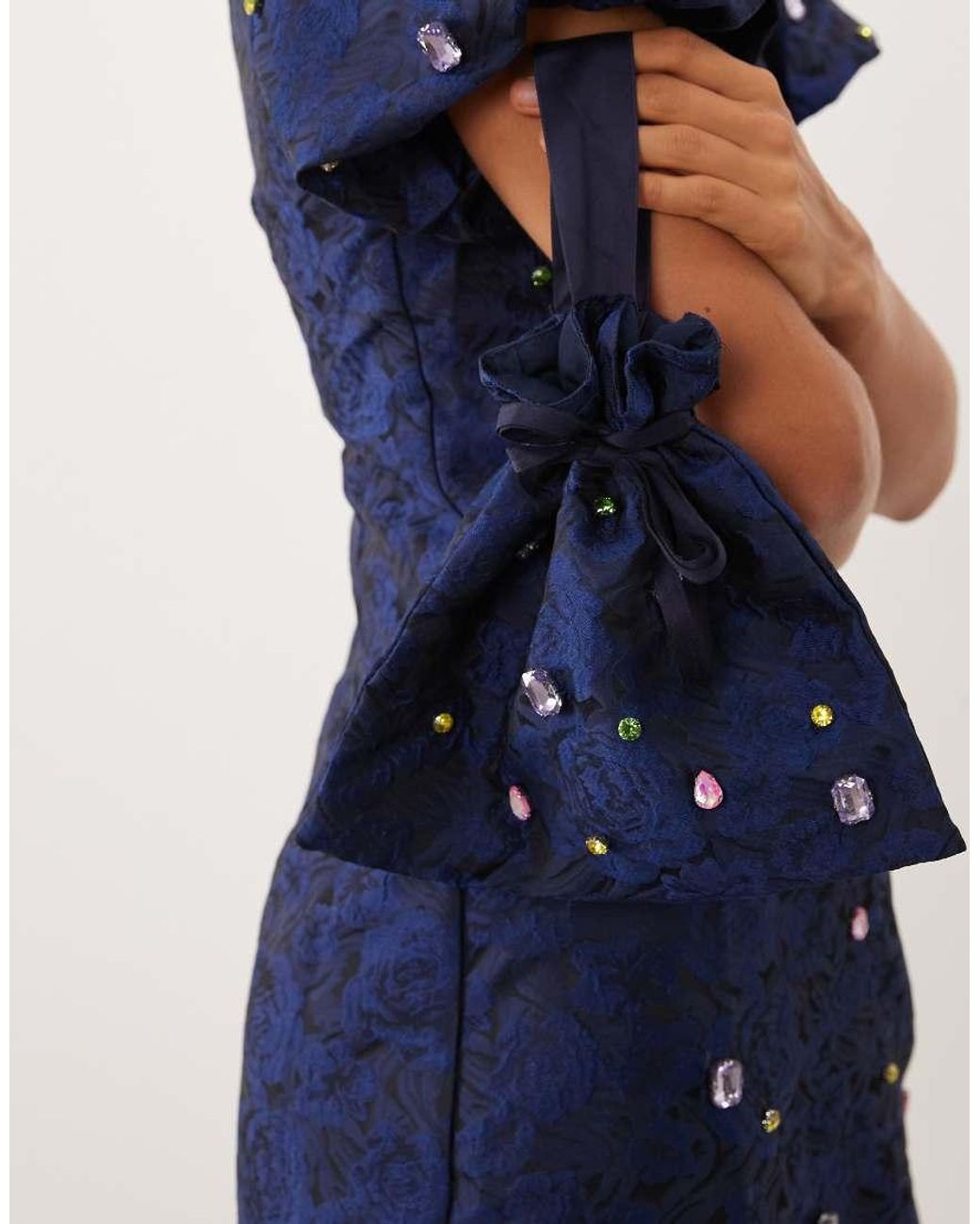 Sister Jane Blue Dream Cosmo Embellished Drawstring Bag