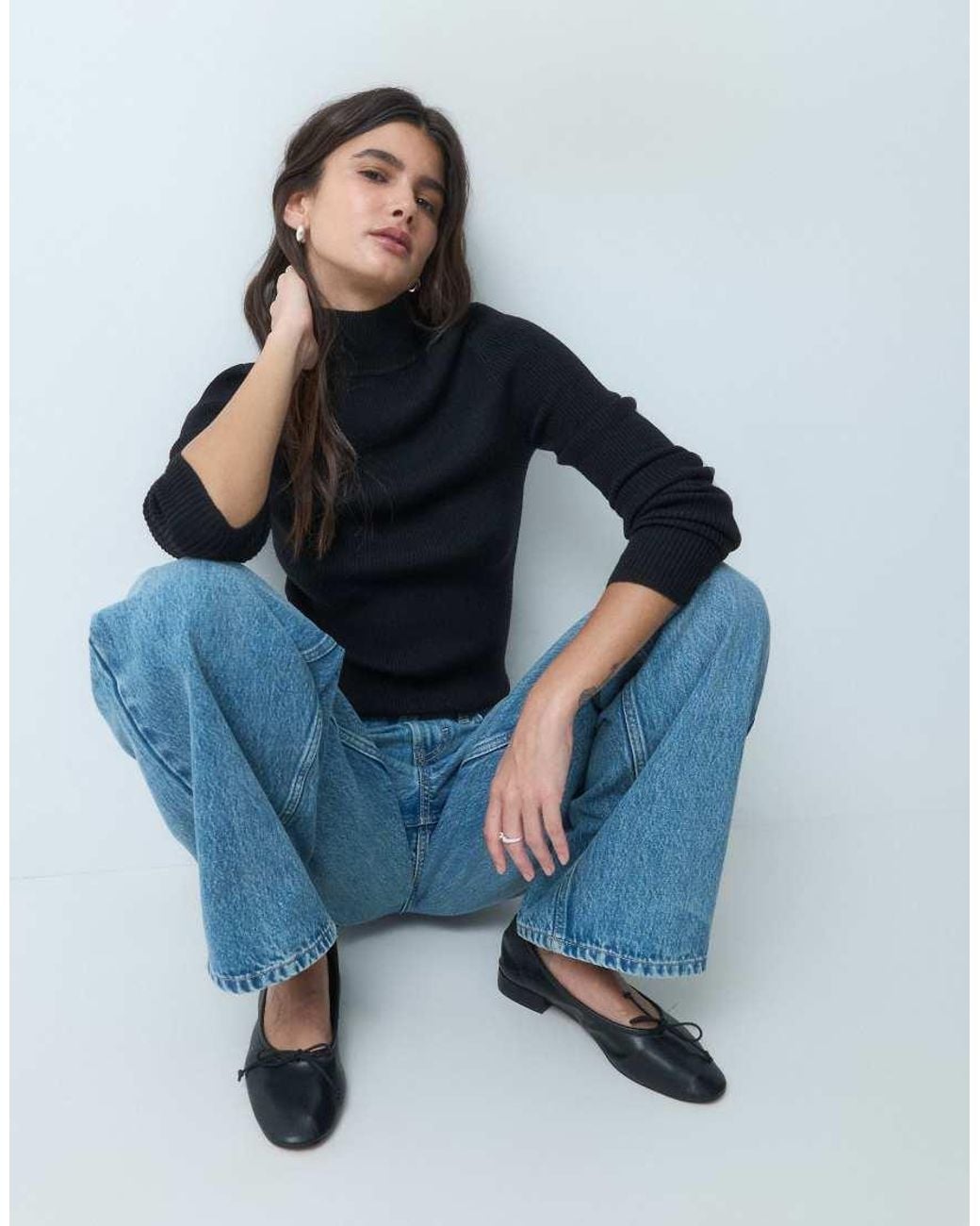 ASOS Blue Funnel Neck Top