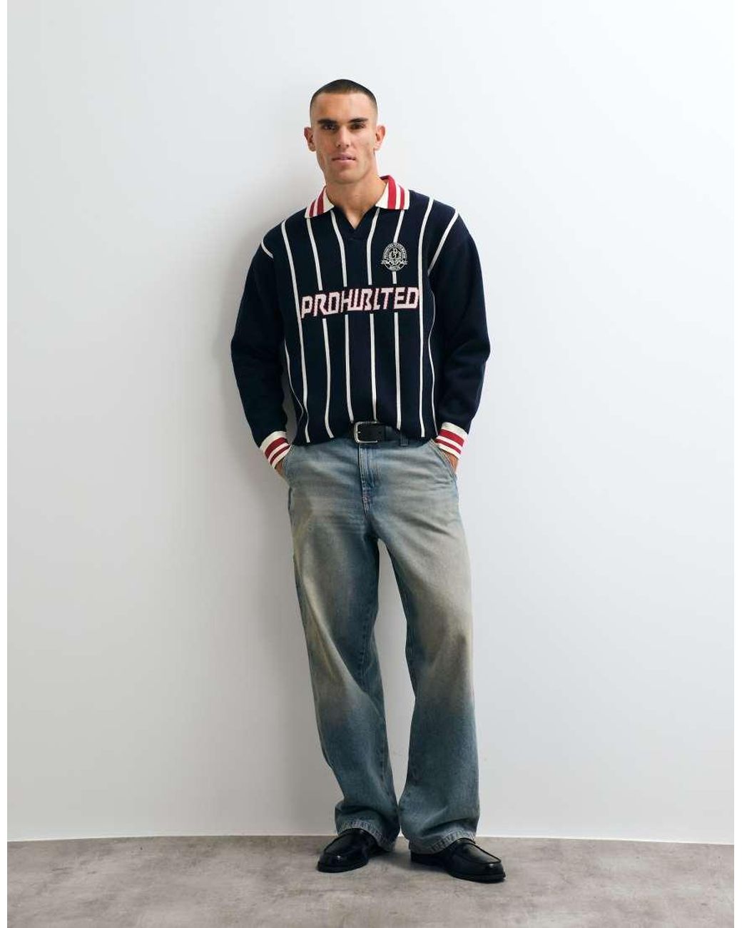 Prohibited Blue Knitted Sports Polo for men