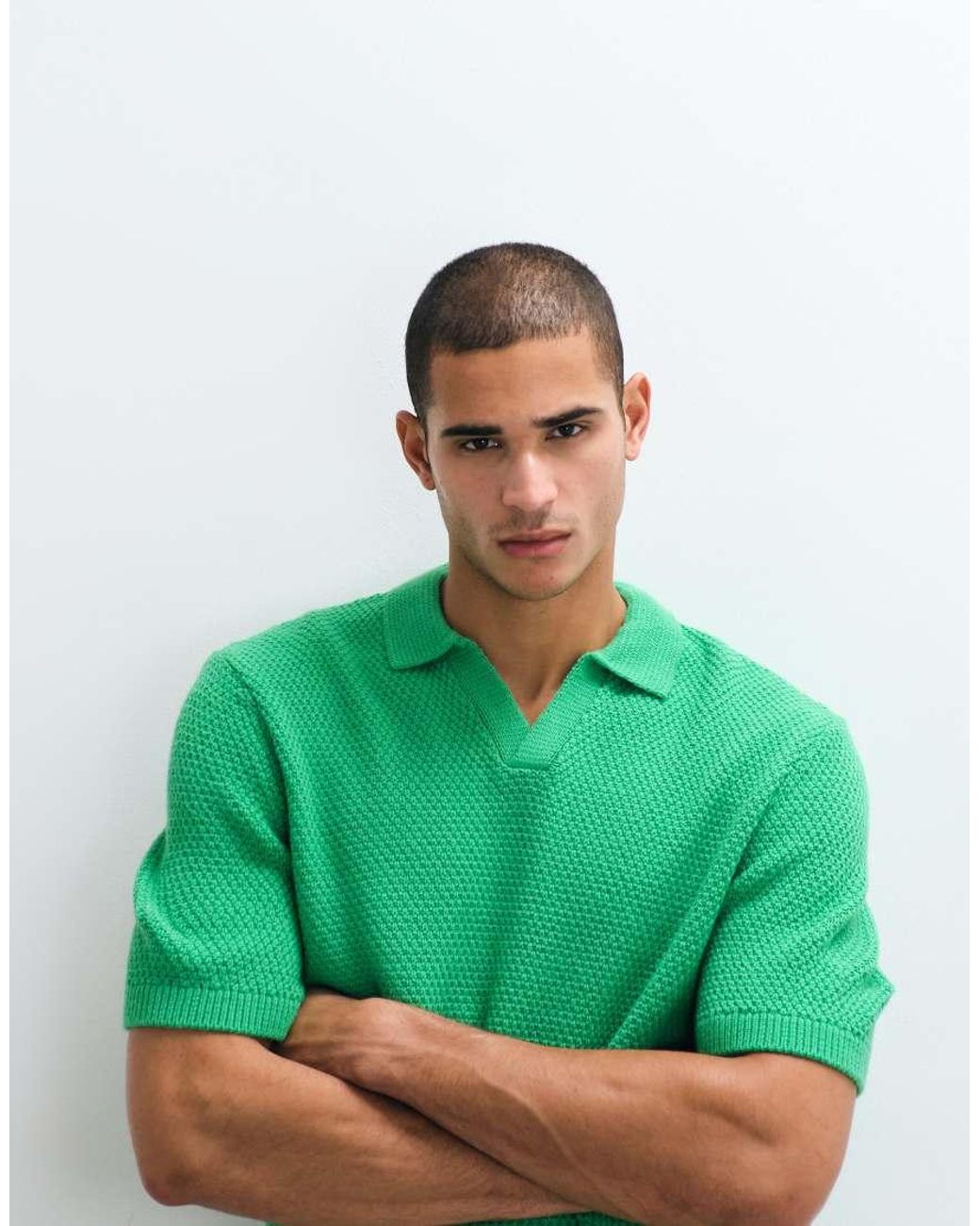 ASOS Green Relaxed Knitted Textured Notch Neck for men