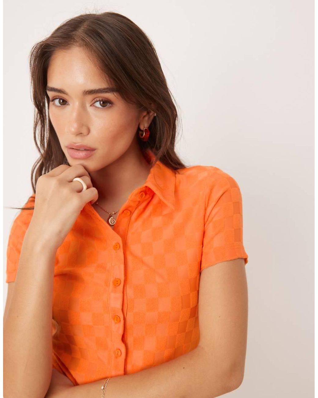 Glamorous Orange Button Through Romper