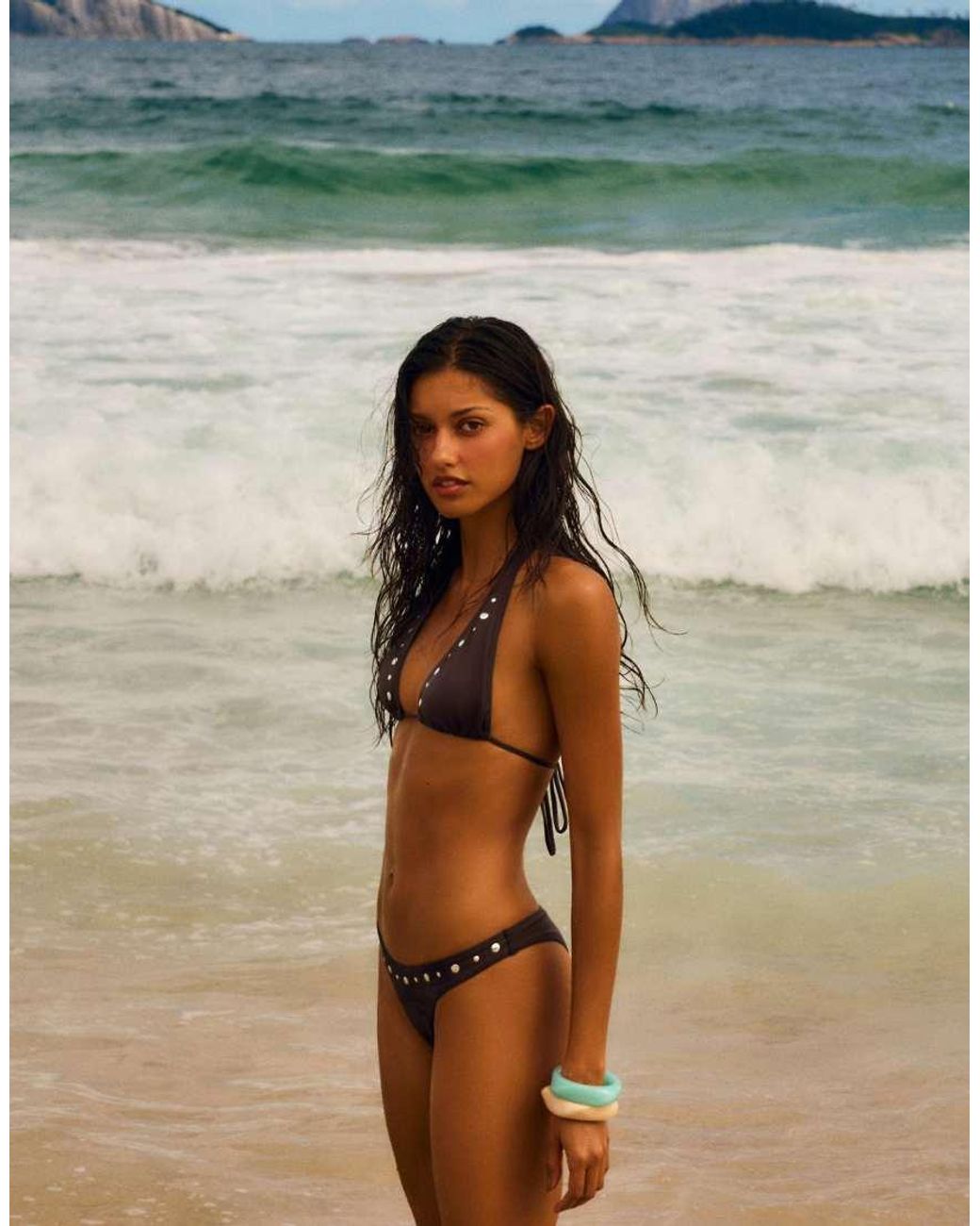 Bershka Black Studded Bikini Top