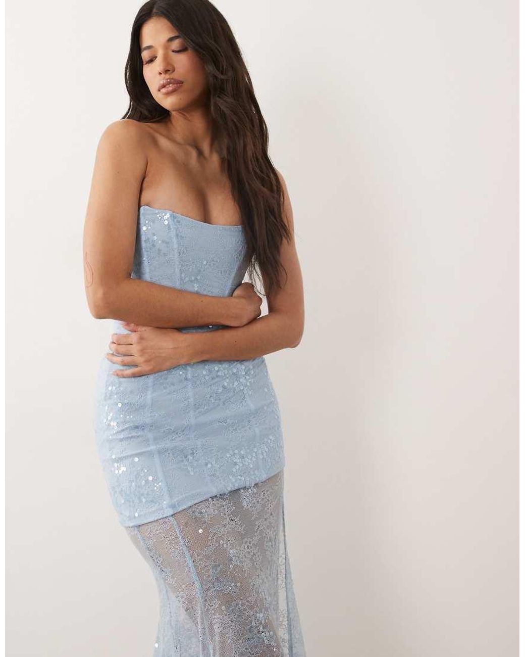Oh Polly White Premium Embellished Lace Corset Gown