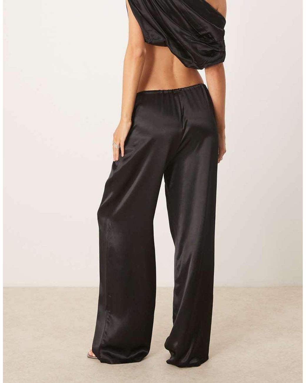 SNDY'S Natural Satin Drawstring Wide Leg Trouser Co-Ord