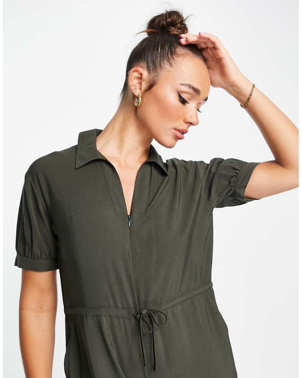 Whistles Green Short Sleeve Jumpsuit