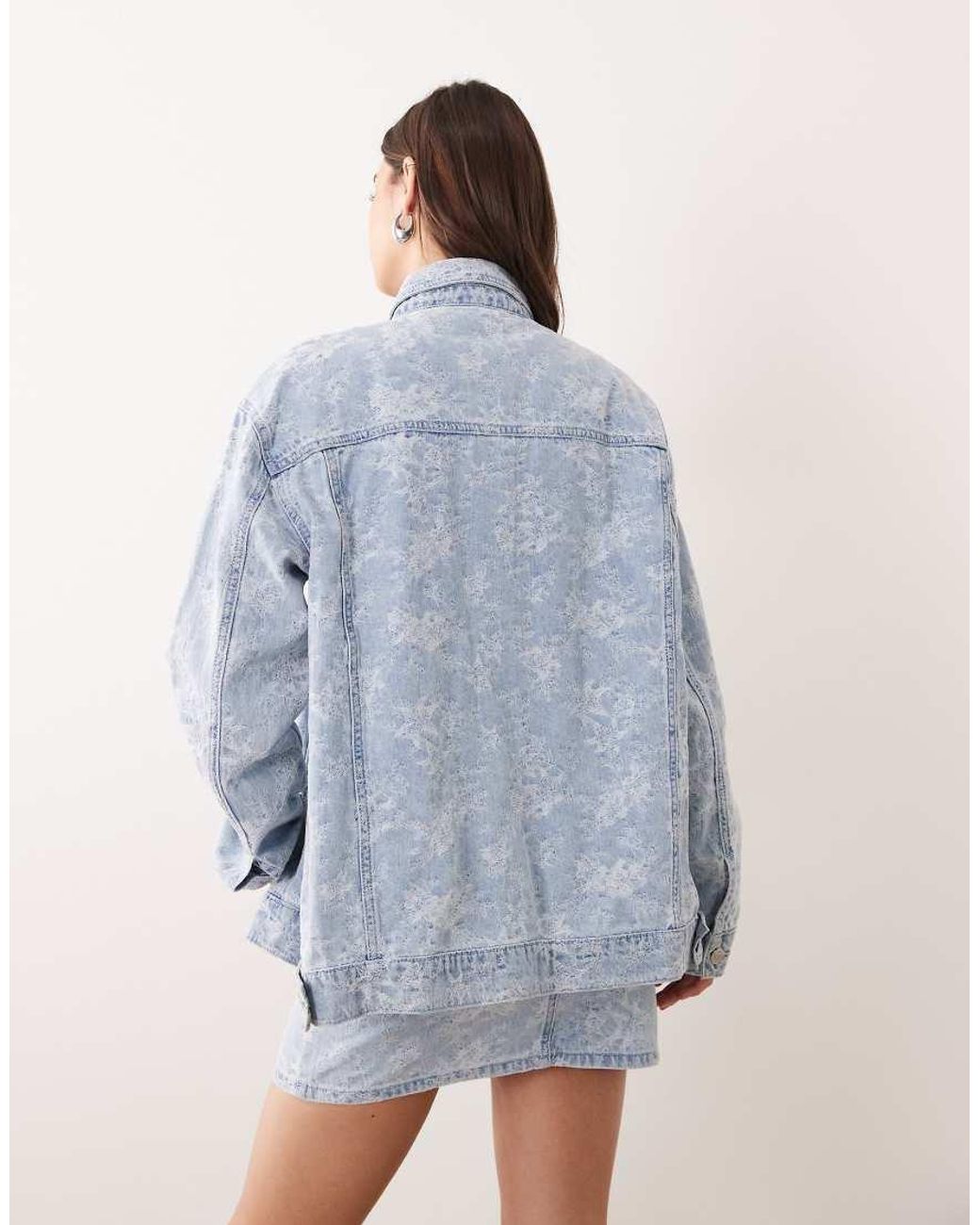 Miss Selfridge Blue Denim Jacket Co-ord With Floral Detail