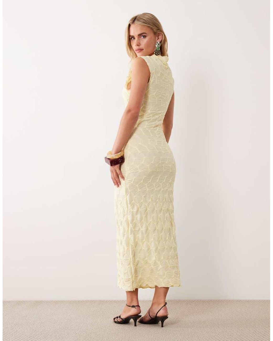 Vila White Textured Jersey Maxi Dress
