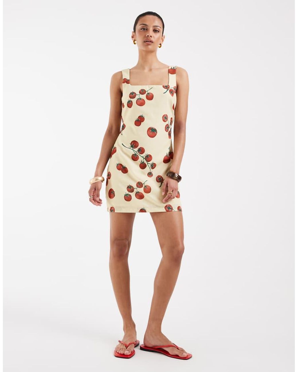 Vero Moda Yellow Square Neck A-line Mini Dress