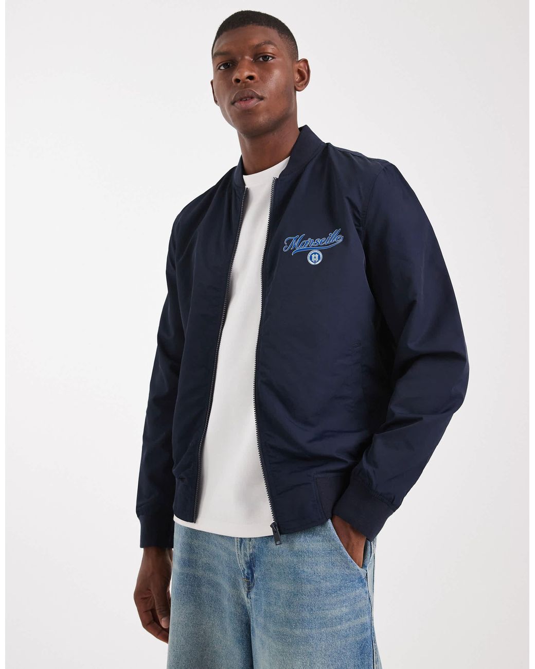 ASOS – leichte bomberjacke in Blue für Herren