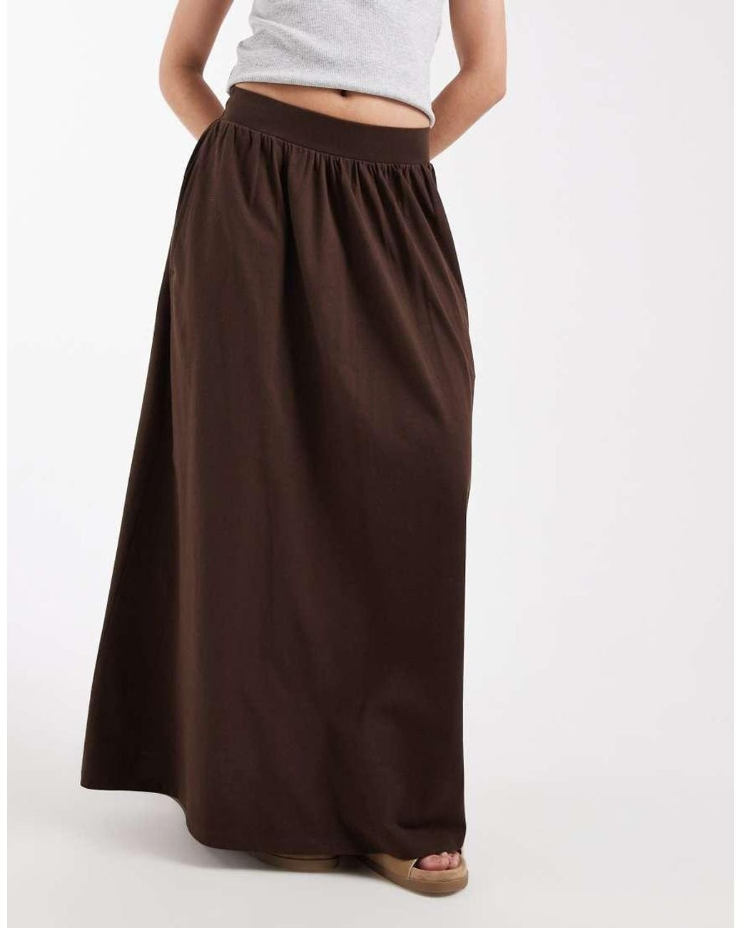 Threadbare Brown Jersey A-line Midaxi Skirt