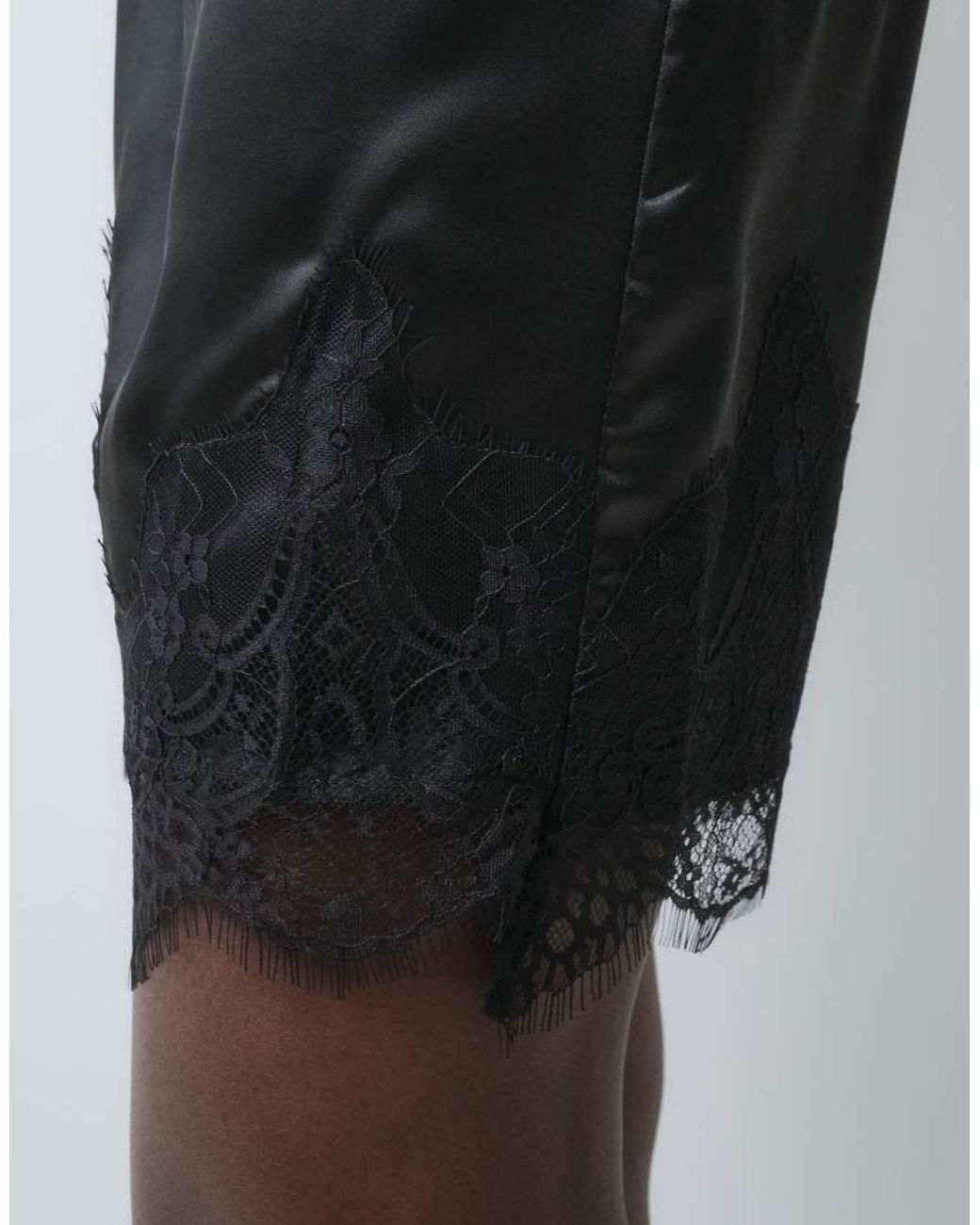 ONLY Gray Satin Lace Mini Skirt