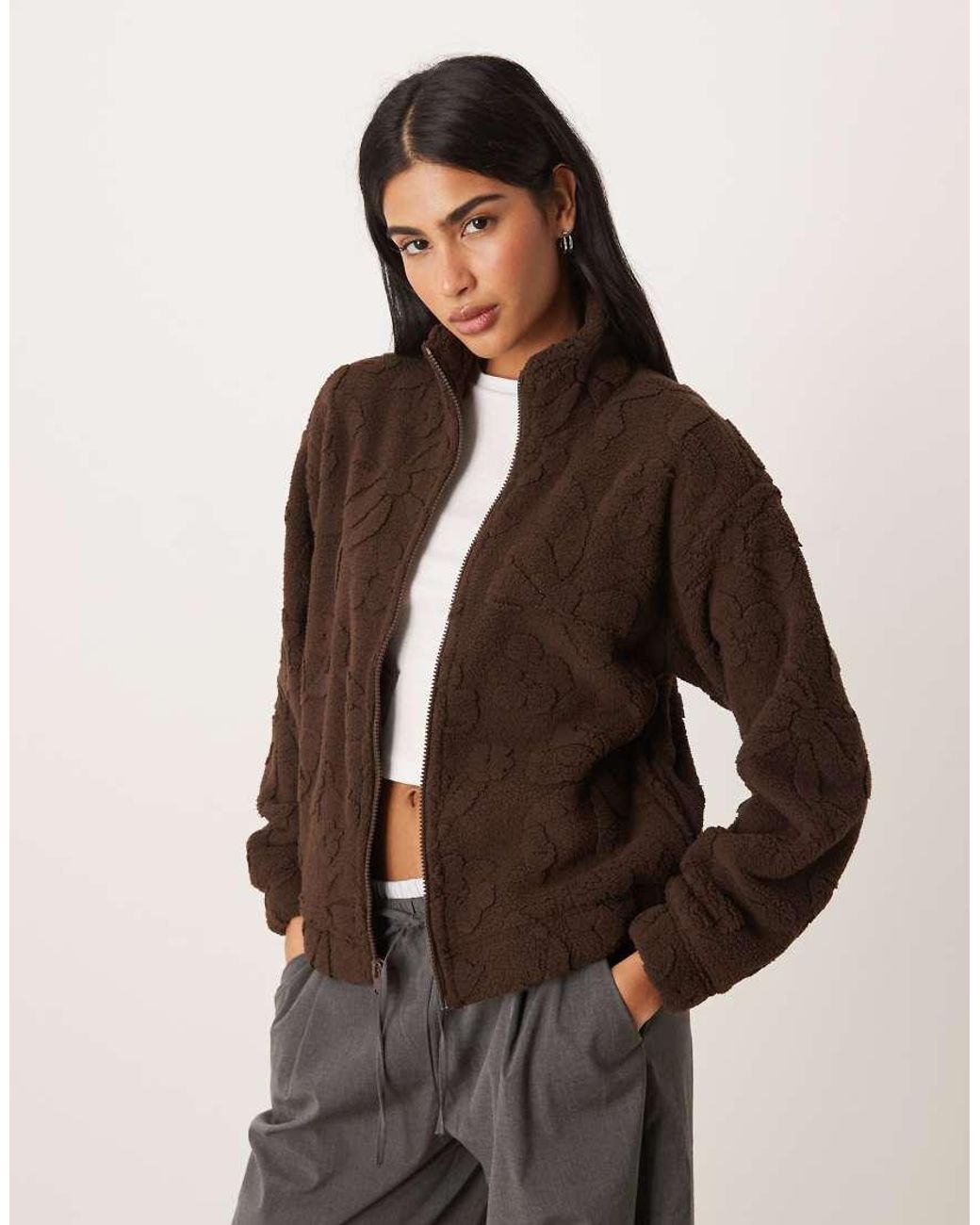 Hollister Brown Gilly Hicks Full-zip Teddy Sweater