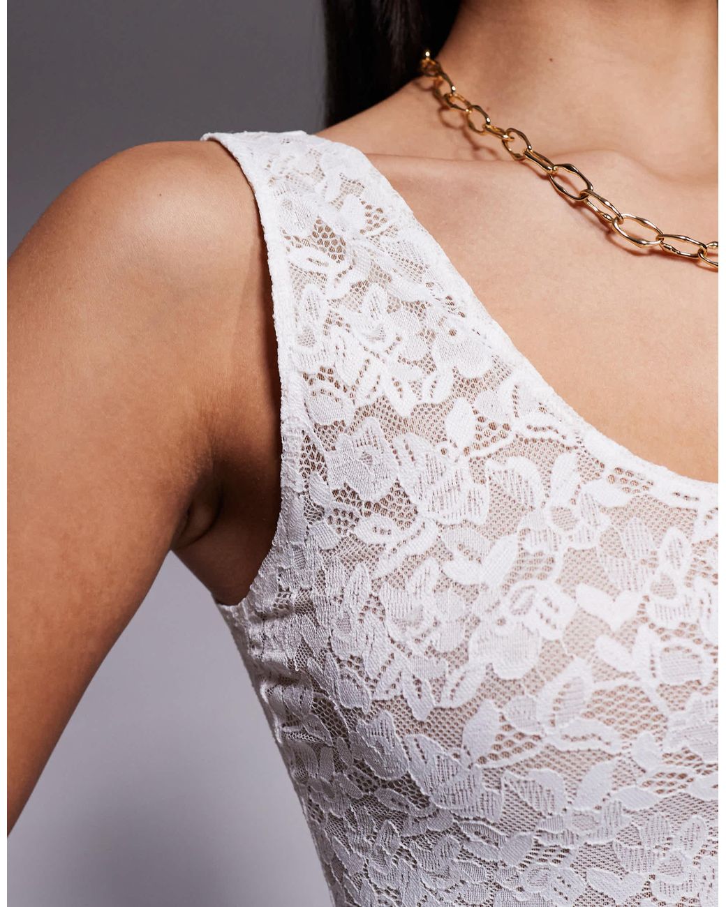 GOOD AMERICAN Blue – body aus elastischer spitze